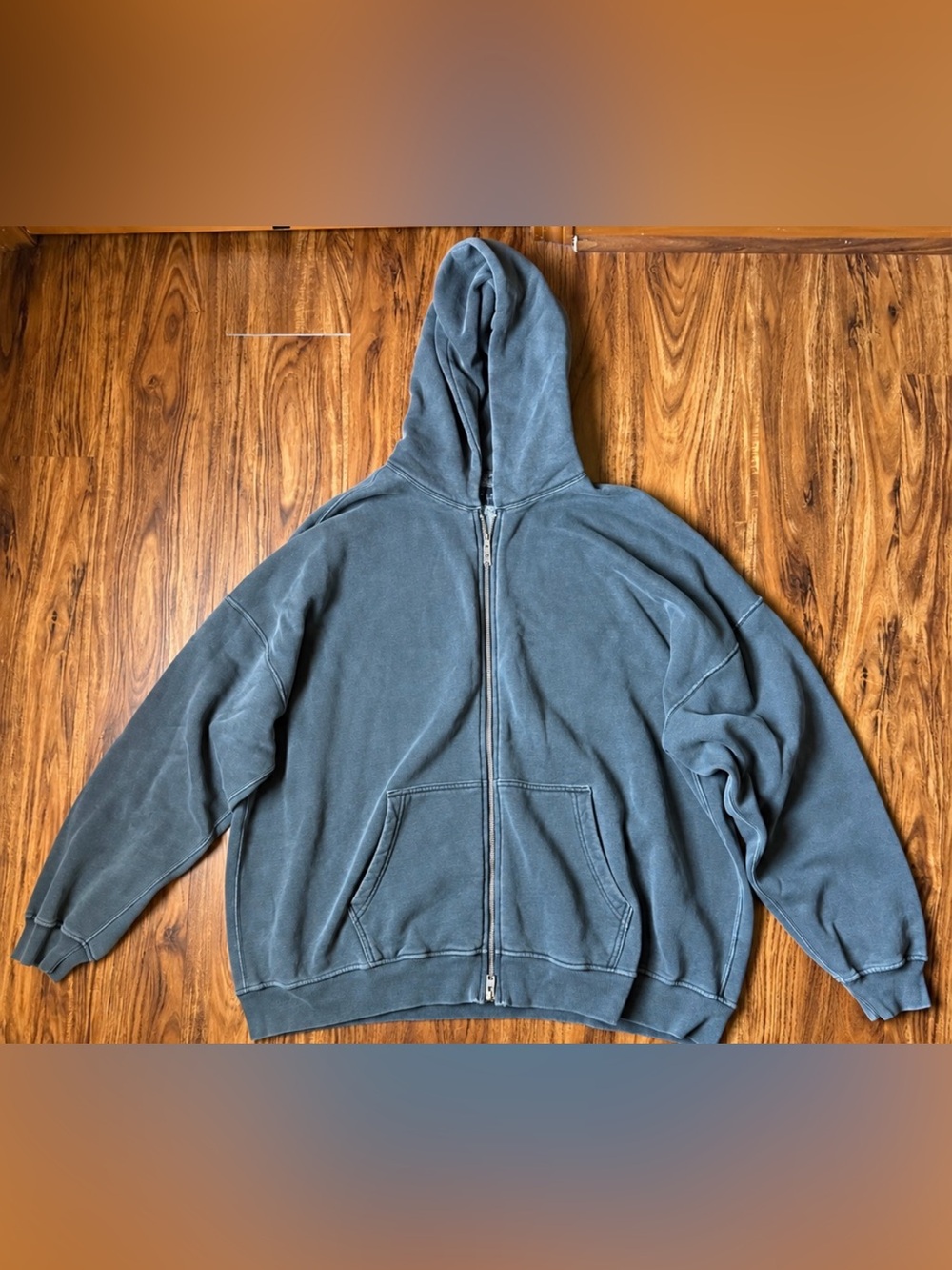 Abercrombie & Fitch Men's Washed Slate Blue Full-Zip Hoodie